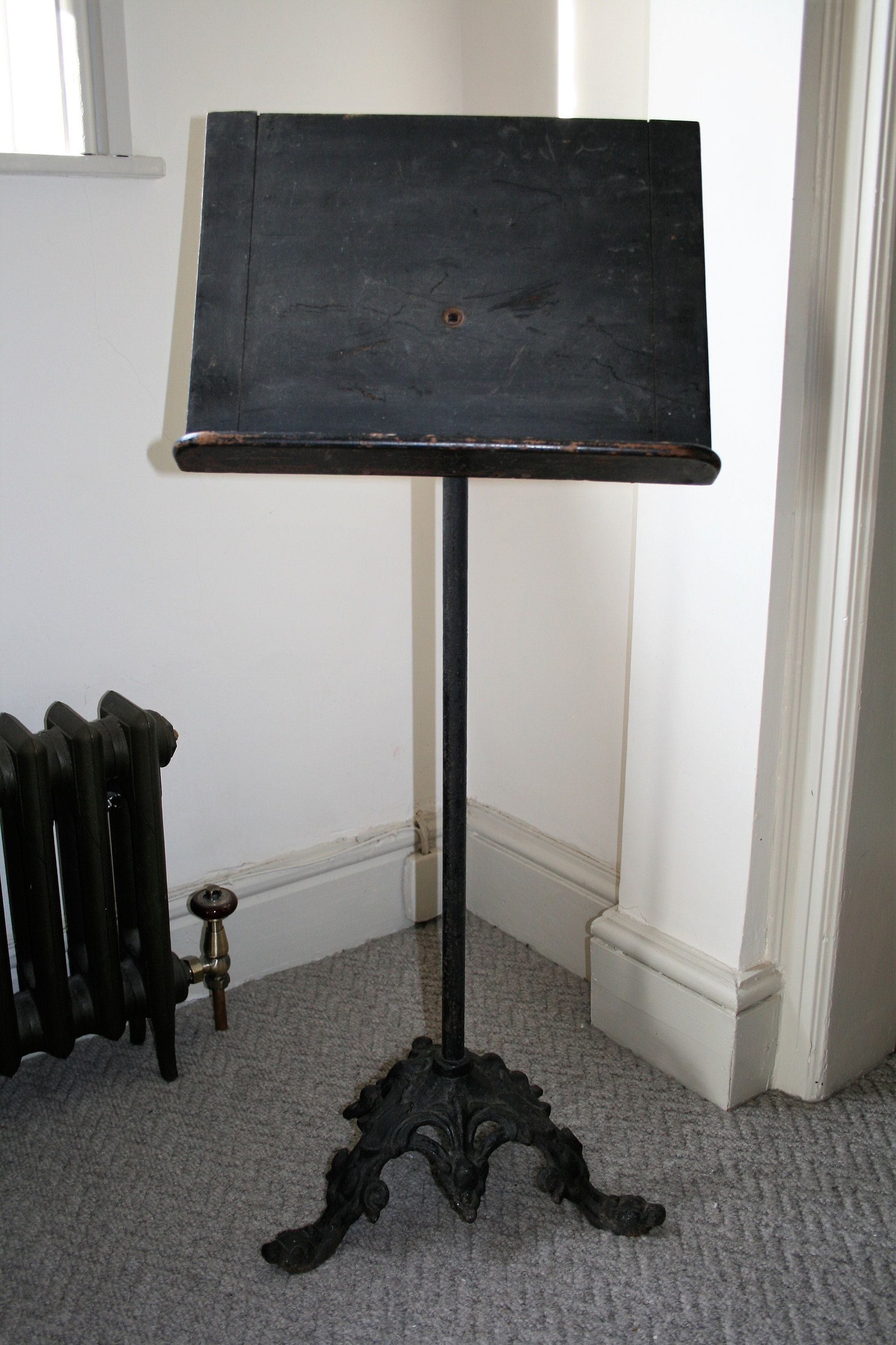 Antique Music Stand with Decorative Metal Base Etsy