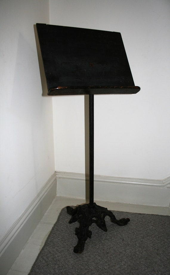 Antique Music Stand With Decorative Metal Base Etsy