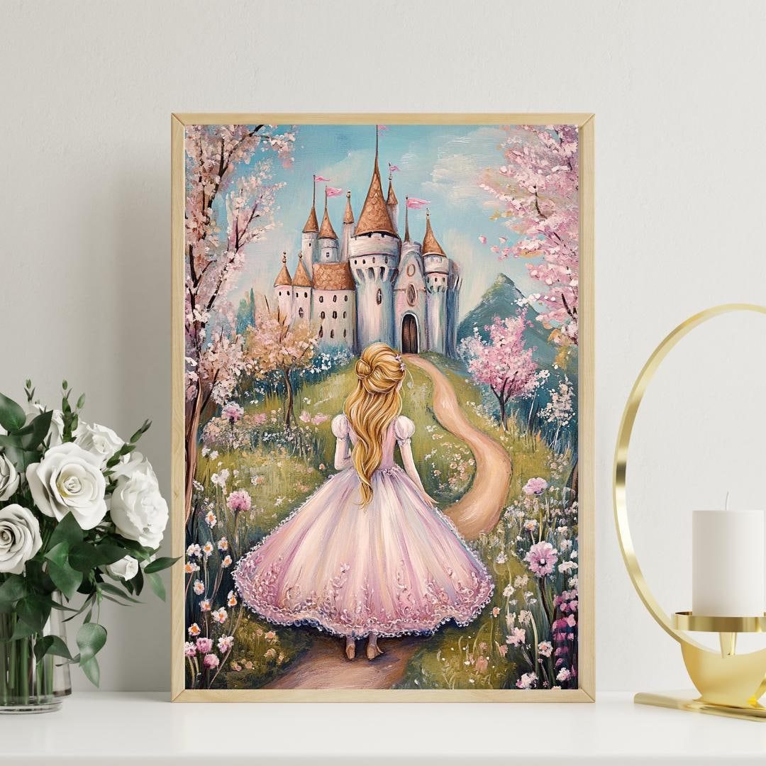 Oil Painting Princess & Castle Whimsical Children's Room Nursery ...