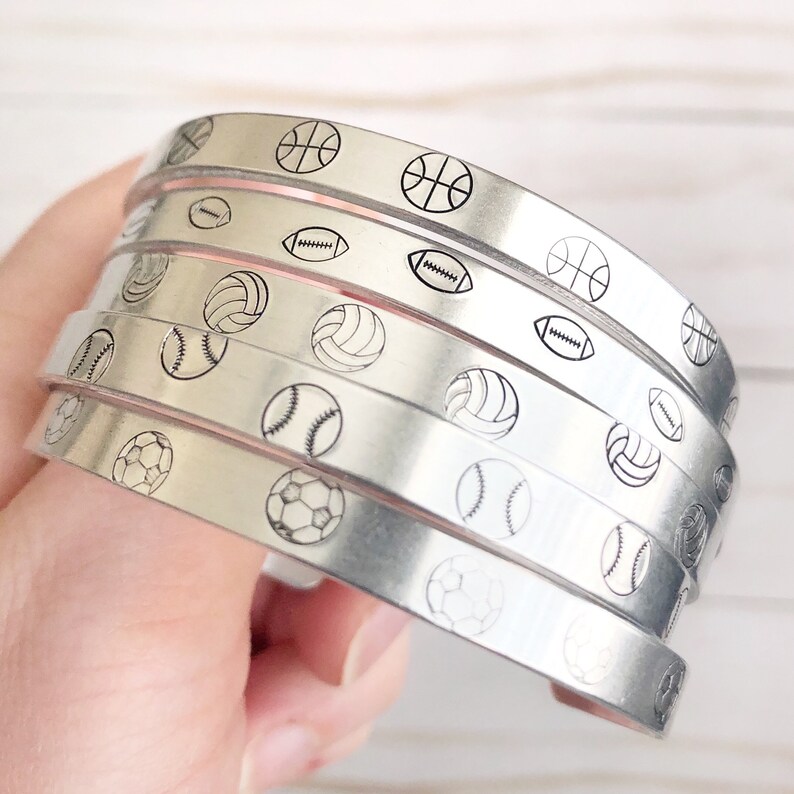 Personalized Sports Cuff Bracelet Sports Number Bracelet Etsy