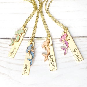 Personalized mermaid necklace for girls - mermaid name necklace - gold name bar - kids jewelry - gift for young girls - mermaid jewelry