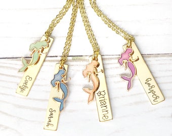 mermaid necklace little girls name necklace mermaidcore childrens necklace mermaid birthday gift kids name plate necklace personalized