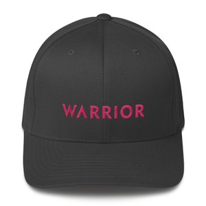 Breast Cancer Warrior Fitted Baseball Hat with Pink Awareness Ribbon | Cancer Survivor Gift | Chemo Gift | Warrior Hat | Pink Ribbon Gift