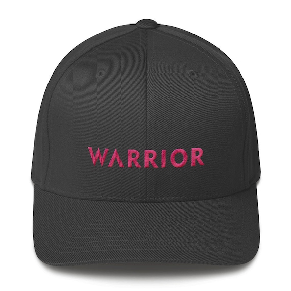 Breast Cancer Warrior Fitted Baseball Hat With Pink  display picture 3