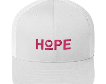 Hope Snapback Trucker Hat | Mesh Back Hat | Workout Baseball Cap | Cute Womens Hat | Inspirational, Motivational Gift