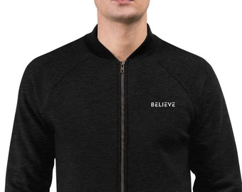 Men's Believe Bomber Jacket | Christian Sweater | Christian Sweatshirt | Inspirational Sweatshirt