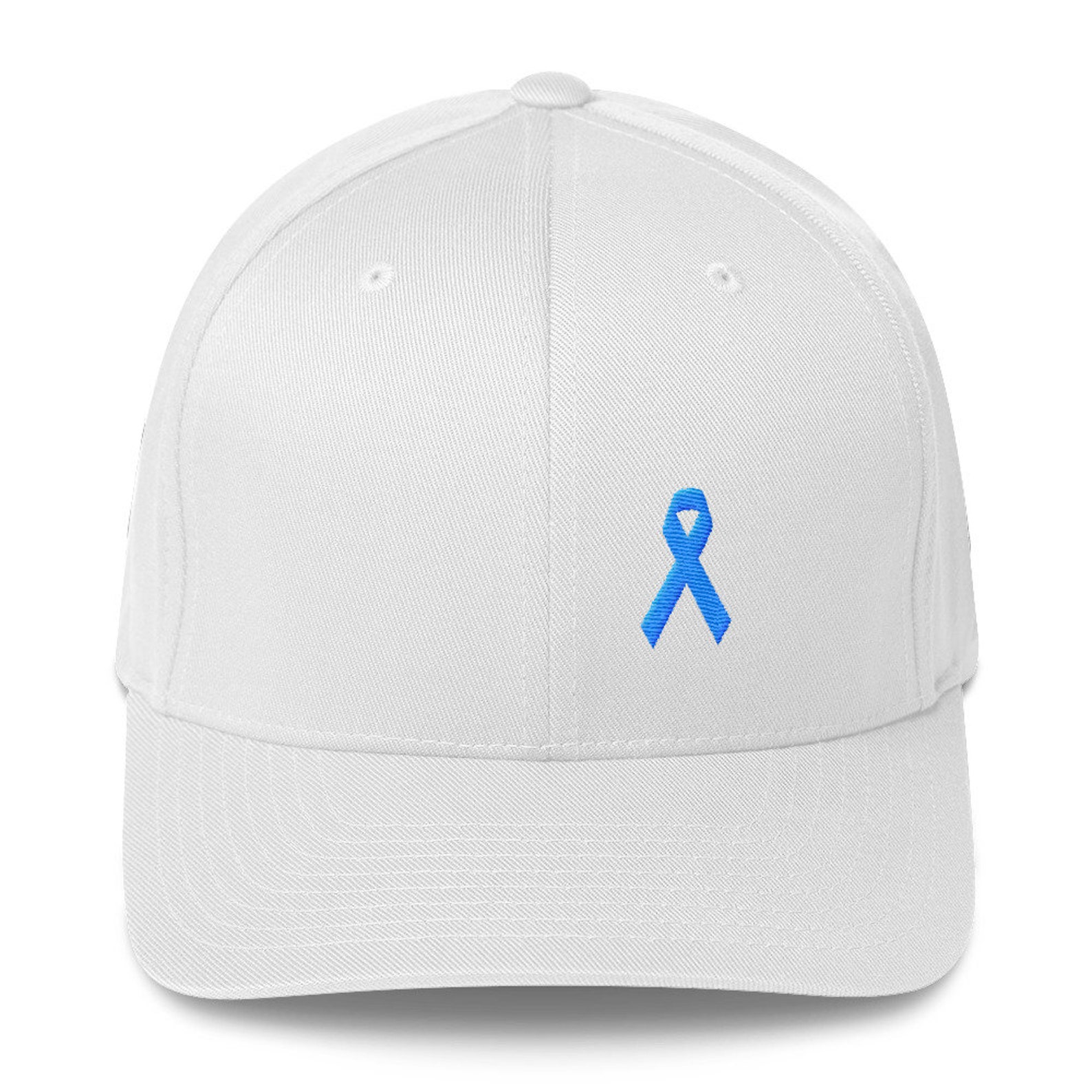 Prostate Cancer Awareness Fitted Hat Light Blue Ribbon Fitted Baseball ...