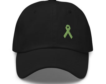 Lymphoma Awareness Adjustable Hat with Green Ribbon | Awareness Ribbon | Dad Hat | Survivor Gift