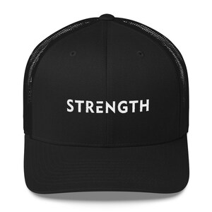 Strength Snapback Trucker Hat | Mesh Back Hat | Workout Baseball Cap | Mens & Womens | Inspirational, Motivational
