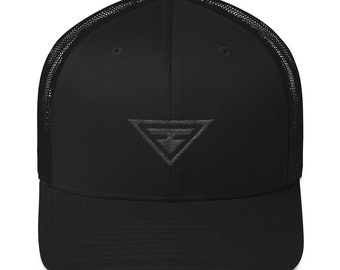 Hero Black on Black Snapback Trucker Hat | Workout Hat | Inspirational Hat | Mesh Back Hat