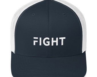 Lucha Snapback Trucker sombrero con bordado blanco / malla de espalda sombrero / entrenamiento gorra de béisbol / hombres y mujeres / inspiradora, motivacional
