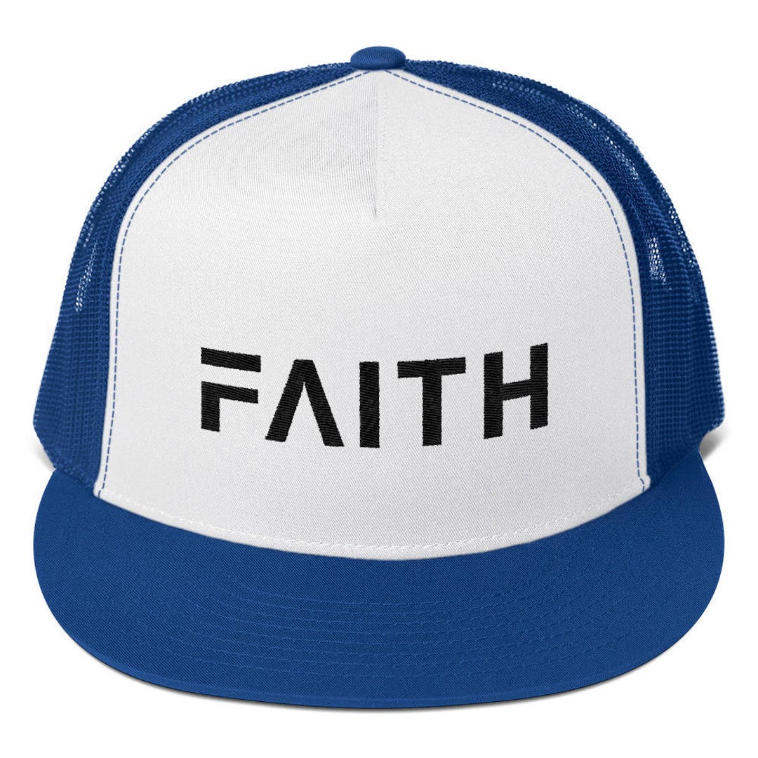 FAITH 5panel Christian Trucker Hat With Black Stitching FACT Goods Etsy