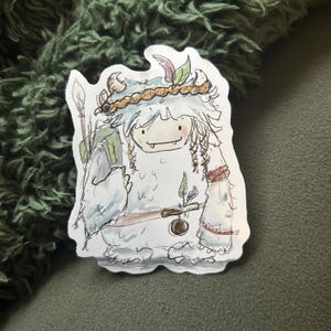 Adesivo YETI in viaggio illustrazione catherine redgate carta bujo cancelleria adesivi carino decalcomania grande accogliente arte pesce mostro coccoloso orsacchiotto
