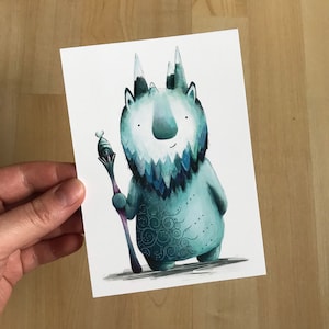 Carte postale MOUNTAIN SPIRIT - par Catherine Redgate - esprit sprite illustration lettre courrier écriture papeterie glace neige aventure voyage