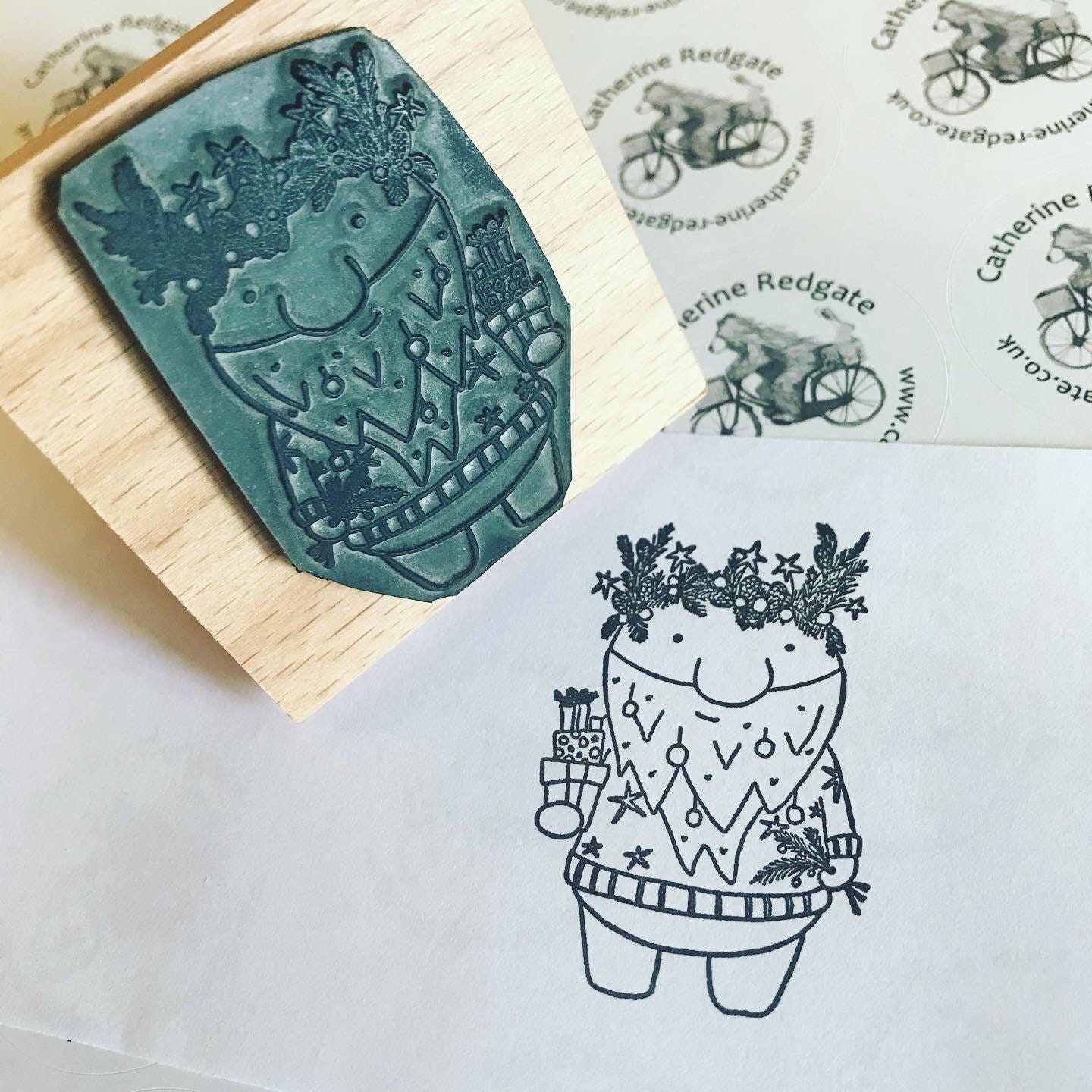 Mini Christmas Bauble Rubber Stamps for Card Making. 