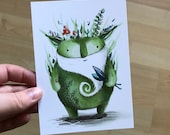 【原画】『木の人と猫たち』（森林　植物　精霊） 森の精霊ポストカード - キャサリン・レッドゲート作 - 木の精霊 妖精