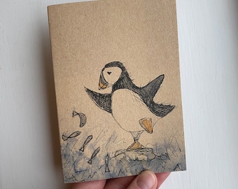 PUFFIN A6 ECO Jotter Artist Sketchpad Notebook plain inside stocking diary Catherine Redgate pad book notepad writing bujo notes bird coast