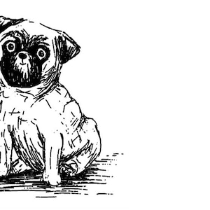 PUG dog stamp - 2&quot; wooden rubber stamper Catherine Redgate dogs  illustration doggie breed animal funny miserable cute pugs