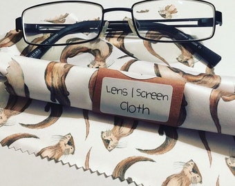 OTTERLY AWESOME Lens / Screen wipe CLOTH spectacles glasses indie by Catherine Redgate cute sunglasses iPad laptop otter otters