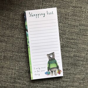 SHOPPING BEAR LIST Pad notepad notes Catherine Redgate stationery organise block bujo organiser diary to do home wish note teddy cute bag image 4