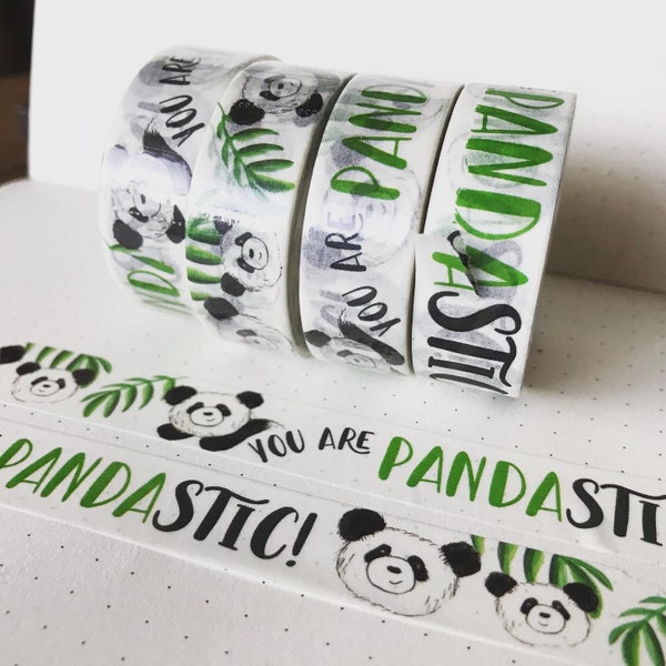 Vous êtes PANDASTIC WASHI bande artisanat scrapbook papeterie papier mignon illustrer Catherine Redgate bujo journal heureux ours en peluche panda positif