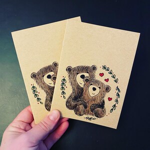 BEAR wreath A6 ECO Jotter Artist Sketchpad Notebook plain inside Catherine Redgate cute note pad love bears teddy couple valentines happy