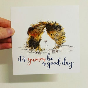 GUINÉE illustrée soyez une carte de voeux Cartes d'illustration vierges Catherine Redgate jeu de mots positivité santé mentale cochon d'Inde animal de compagnie