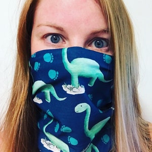 Recycled DINOSAUR headwear outdoor fitness scarf hat headband headgear biking walking hiking Catherine Redgate animal walk dino male boy