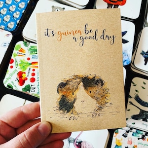 GUINEA be a good day A6 ECO Jotter Artist Sketchpad plain inside Catherine Redgate notepad notebook notes art diary cute pun  positive pig