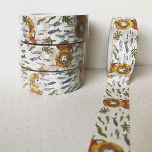 TAUCHERBÄR WASHI Tape Handwerk Scrapbook Schreibpapier Papier niedlich Catherine Redgate bujo journal tauchen fische meer unter wasser ozean