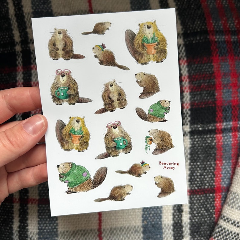 BEAVER STICKER SHEET Illustration Catherine Redgate Paper Stationery ...