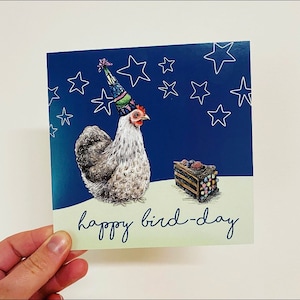 Carte de voeux Happy Bird Day POULET - vierge à l'intérieur
