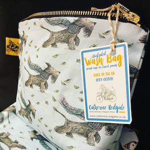 Scottie Hund WASCHBEUTEL 100% Baumwolle Catherine Redgate Haushaltswaren Geschenk Scottish Federmäppchen Schminktasche Reisetasche Geschenk Schottische Hunde Spaßtaschen