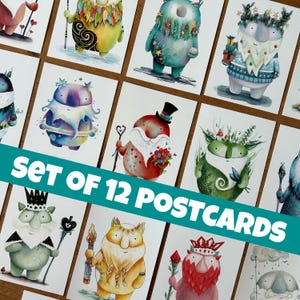 LOT de cartes postales SPIRIT Catherine Redgate illustration positivité lettre courrier post positif gardien nature esprits forêt personnage original