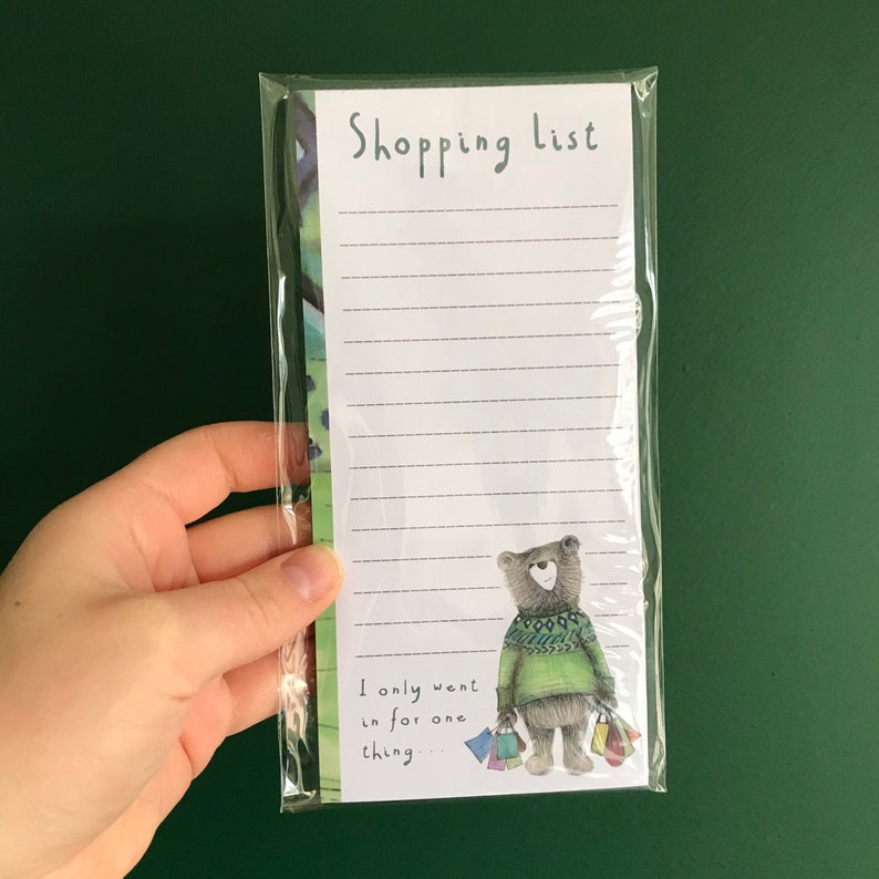 SHOPPING BEAR LIST Pad notepad notes Catherine Redgate stationery organise block bujo organiser diary to do home wish note teddy cute bag image 3