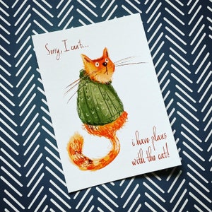 Piani con la CARTOLINA GATTO Catherine Redgate illustrazione scozzese lettera posta carino zenzero positivo simpatia positività gatti animale