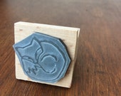 Curled sleeping FOX - 1" wooden rubber stamper- by Catherine Redgate