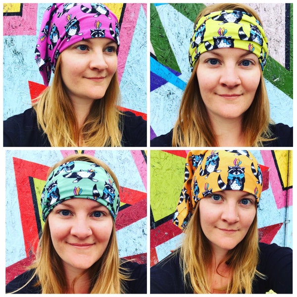 RACCOON headwear - outdoor hairband headband headgear biking walking hiking Catherine Redgate running band face covering racoon trash panda