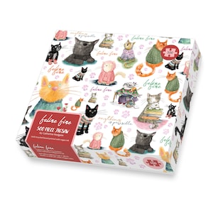 Feline Fine CATS 500 piece JIGSAW Puzzle 500pc vegan Cat Illustration Catherine Redgate jigsaws Christmas gift black ginger pun fun cute