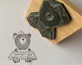 BAKING cookies BEAR 2" wooden rubber stamper Catherine Redgate stamp craft bujo baker bake chef cake biscuits cook cooking teddy cute buns