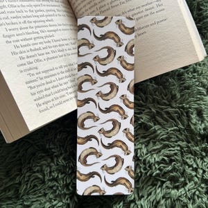 OTTER BOOKMARK Catherine Redgate illustration gift cottage core cosy art read reading book marker cute scottish animal otters swimming