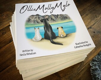 OLLIEMOLLYMYLO - un livre d'histoires pour enfants illustré par Catherine Redgate - chien chat chats carlin carlin livre d'histoires enfant enfants aventure écossais