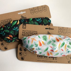 WILD BOTANICS headwear - outdoor hairband headband headgear neck biking scarf walking hiking Catherine Redgate face mask covering leaf boho