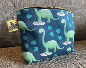 DINOSAUR WASH BAG 100% cotton Catherine Redgate homeware gift scottish pencil case make up pouch travel bag boy kid dino dinosaurs child