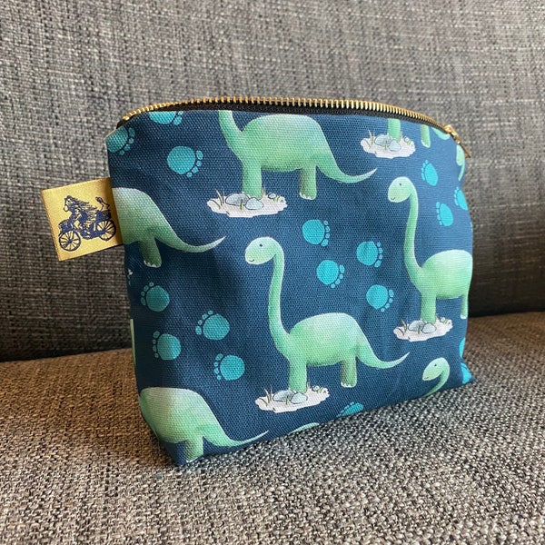 DINOSAUR WASH BAG 100% cotton Catherine Redgate homeware gift scottish pencil case make up pouch travel bag boy kid dino dinosaurs child