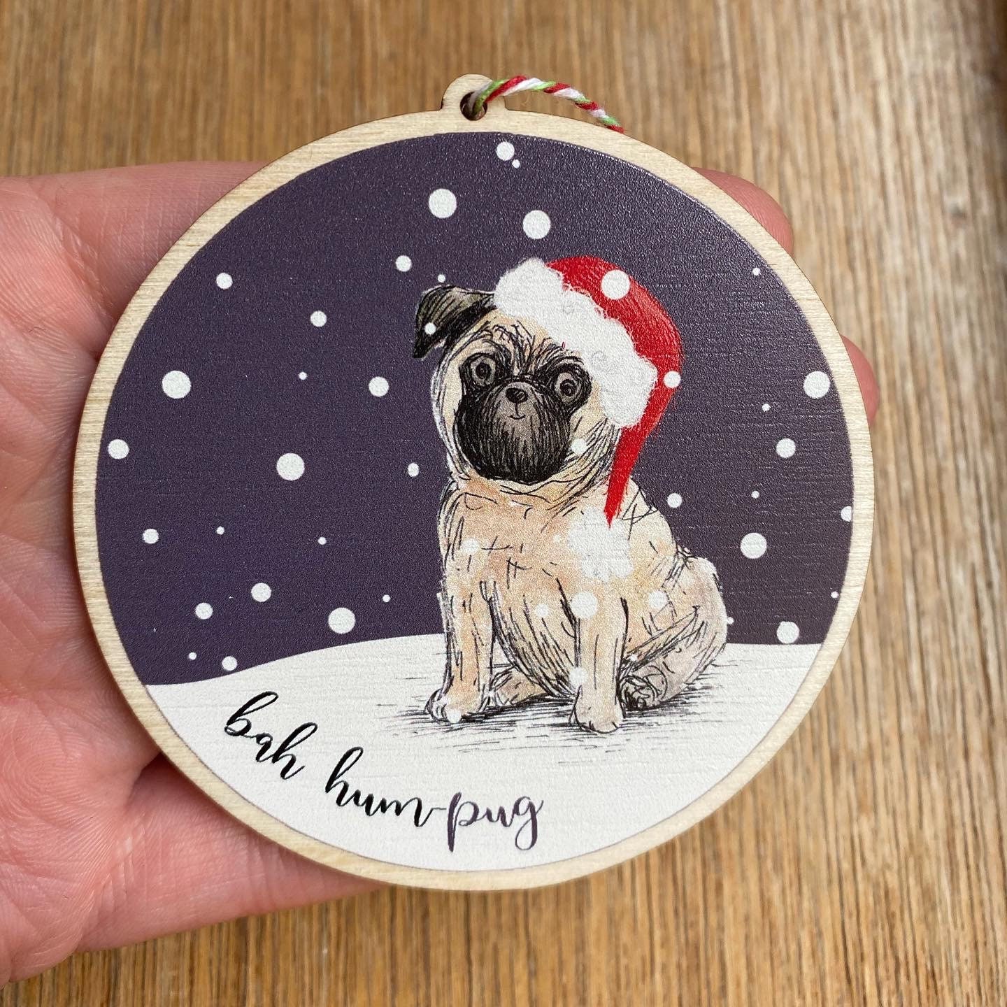 クリスマス BAH HUMPUG パグ 木製 クリスマス デコレーション