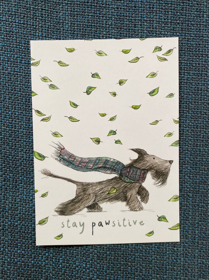 Pawsitive Card SCOTTIE DOG Postcard Catherine Redgate Funny Cute Illustration Letter ...