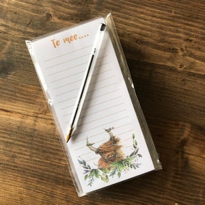 To MOO Heelan Coo LIST Pad notepad notes Catherine Redgate stationery organise block bujo organiser diary office to do list highland cow