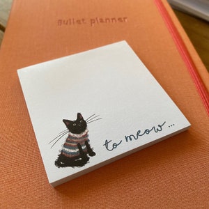 Petit bloc-notes noir CAT TO MEOW, bloc-notes Catherine Redgate, organisez votre agenda, agenda de bureau à domicile, liste de chats à faire