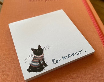 Small TO MEOW black CAT Memo Pad notepad notes Catherine Redgate stationery organise block bujo organiser diary home office list cats to do